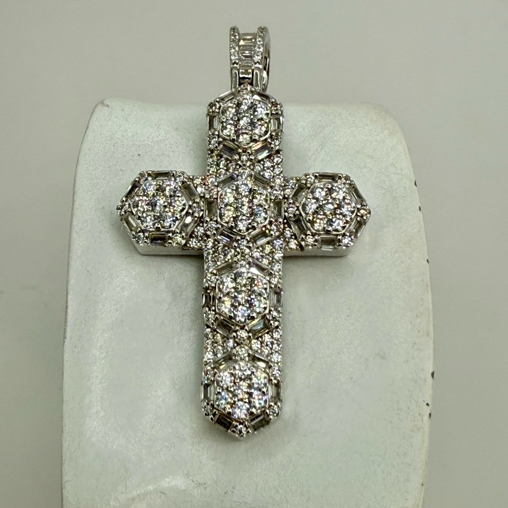 Sterling Silver CZ Cross Pendant – 3” Statement Design - Picture 8 of 17